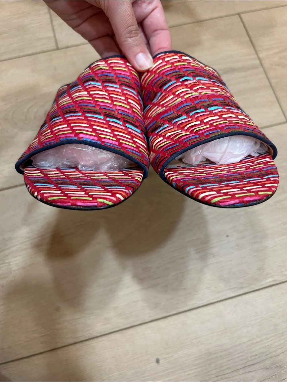NWOT J. Crew Rainbow Raffia Mules Size 8